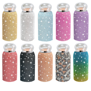 Luxury Bling Diamond Small Pocket Water <b>Bottle</b> 180ml 220ml Mini Insulated Stainless Steel <b>Flask</b> Leopard Gradient Print For Women - Product Image 1