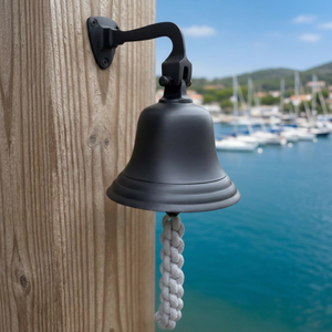 Cloche de bateau artisanale en aluminium, petite taille, à suspendre au mur, sonnette de porte nautique décorative, moderne, avec tirette en corde, pour la maison, le bureau, l'hôtel, la salle de repose - Product Image 1