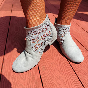 Stivali da Ballo in Pizzo Grigio per Donne, alla Moda per Jazz e Salsa, Tacco Piatto, Suola Morbida in Camoscio per <span class=keywords><strong>Ballerine</strong></span> - Product Image 5