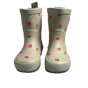 Cute Strawberry Print Kids Rain Boots Waterproof Rubber Non Slip Toddler <strong>Wellies</strong> for Girls Boys - Product Image 1