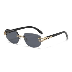 Lunettes de soleil rectangulaires sans monture UV400, mode femme, protection solaire adulte - Product Image 4