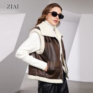 Vente en gros Gilet en fourrure Gilet en fausse fourrure pour femmes Gilet en velours rayé pour femmes Gilet en fausse fourrure d'agneau en daim - Product Image 4