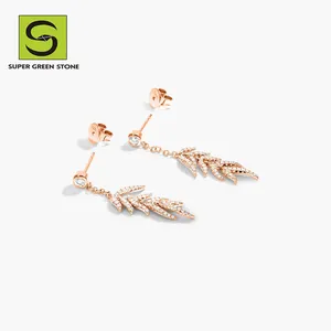 SuperGS SGSE135 Mini perles Huggies faites à la main Long Charm Key Lightning Rope Chain Mini Hoop Heart Drop Earring