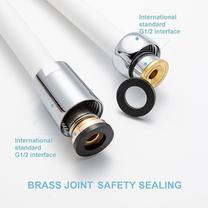 สายฉีดชำระแบบยืดหยุ่น PVC สีขาวพรีเมียม ขนาด 2.5 ม. พร้อมข้อต่อและน็อตทองเหลือง สำหรับอาบน้ำและทำความสะอาดห้องน้ำ - Product Image 3