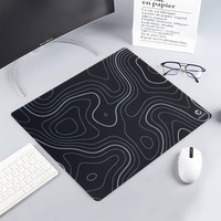 Tapis de souris de jeu en verre personnalisable en usine, surface en verre spécial, tapis de souris en verre noir topographique pour le jeu