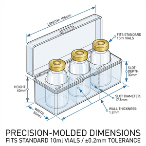 Contenedor de Investigación Compacto Profesional para 2 Viales - Caja de Almacenamiento de Doble Ranura de Alta Claridad para Muestras de Péptidos y Exosomas - Product Image 3