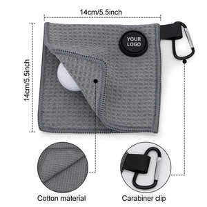 Serviettes de golf magnétiques de haute qualité en microfibre gaufrée, serviette de nettoyage de balles de golf avec clip, logo personnalisé, serviette de golf - Product Image 2