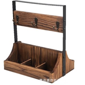 <b>Wooden</b> Cup Holder With Tray Hanging <b>Rack</b> Tea Coffee Bag Organizer Desktop <b>Storage</b> Square Shape Layer Type - Product Image 5
