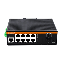 Commutateur Ethernet industriel géré Tincam Layer 2, 2 ports SFP Gigabit + 8 ports Fast Ethernet, console, VLAN, SNMP, STP, ERPS, PTP, rail DIN