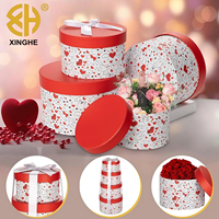 Ensemble de boîtes cadeaux en papier rigide circulaires avec couvercle recyclable - Réutilisables pour les anniversaires, les mariages, les anniversaires de mariage et Noël