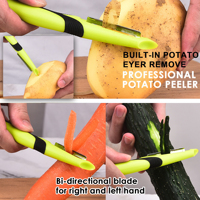 Éplucheur de cuisine 3-en-1 I&Y en acier inoxydable pour pommes de terre, pommes et légumes, avec lame rotative et brosse de nettoyage, ensemble éplucheur julienne
