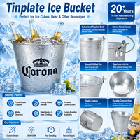 Seau à glace recyclable pour bière - Boîte en étain personnalisable avec logo OEM, marque Jinfeng, origine Guangdong, pour bars, jeux d'eau en plein air pour enfants