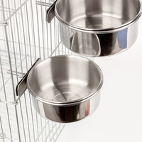 Cage suspendue en acier inoxydable, tasse à crochet pour oiseaux, perroquets tasses d'alimentation bol pour oiseaux eau nourriture plat mangeoire pour oiseaux