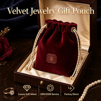 Sac à cordon en velours rouge vin avec logo personnalisé, petite pochette cadeau en velours pour bijoux, emballage de luxe