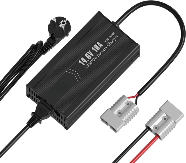 14.6V 10A LiFePO4 Battery Charger for 4S 12V 12.8V 20Ah 50Ah Lipo LFP Battery Packs 14.6V LifePO4 Battery Charger