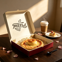 Boîte à pizza pliable en carton brun jetable, robuste et résistante, pour la restauration rapide et les plats à emporter, SP3792
