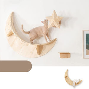 Moderno centro di attività del gatto in legno torre a forma di luna struttura per arrampicata gatto con lana di Sisal materiali montati a parete per <span class=keywords><strong>gatti</strong></span> Tunisia - Product Image 2