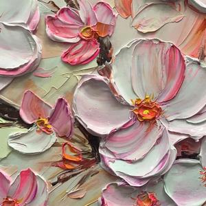 Pintura Abstracta Floral Texturizada Rosa al por Mayor, Pintura al Óleo Hecha a Mano sobre Lienzo, Arte de Pared, Obra de Arte Grande, Decoración del Hogar, Interior - Product Image 3