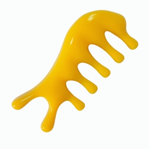 Peigne de massage pour la tête en résine jaune 2-en-1 avec design de poignée unique en forme de fourche pour l'acupression - Product Image 5