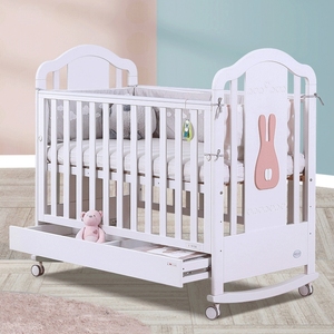 Novedades en Muebles para Bebés, <span class=keywords><strong>Cuna</strong></span> de Madera de Pino Macizo Blanca, <span class=keywords><strong>Cuna</strong></span> para Bebé, Cama Infantil de Madera con Ruedas y Cajones de Almacenamiento - Product Image 6