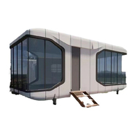 Capsule d'hôtel extérieure mobile en panneaux sandwich d'acier, mini-villa préfabriquée extensible de luxe moderne, type conteneur, pod de couchage Apple