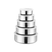 Lot de 5 boîtes de conservation alimentaire en acier inoxydable non poli de haute qualité, vente en gros, directement de l'usine