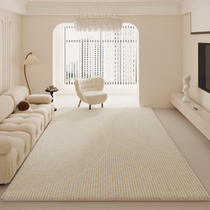 <span class=keywords><strong>Tapis</strong></span> géométrique en polyester à poils longs, design moderne et simple, couleur crème, pour chambre à coucher, utilisation domestique, collection 2024 - Product Image 2