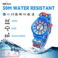 Montre-bracelet réglable pour enfants Bracelet de dessin animé Bleu ciel Rose Rouge Mouvement à quartz Affichage du cadran Bracelet en silicone Fenêtre en verre