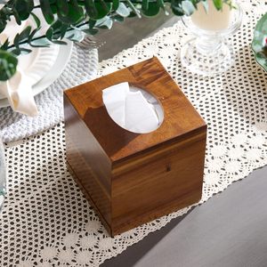 Boîte à mouchoirs décorative en bois pour la maison, couvercle carré en bois pour boîte à mouchoirs, support à mouchoirs en cube avec fond <span class=keywords><strong>coulissant</strong></span> - Product Image 4