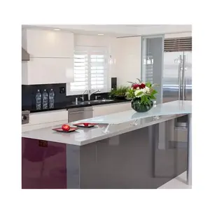Yekalon european style modular kitchen cabinet mdf high gloss artificial quartz support oem customized