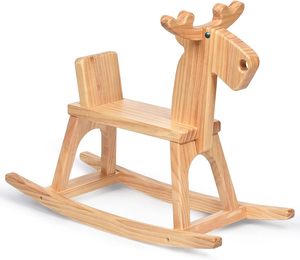 Caballito Mecedor Moderno de Madera Maciza para Niños, Juguete Montable para Bebés, Uso en Dormitorio Infantil, Respaldo de Reno, Ecológico, Regalo de Cumpleaños - Product Image 1