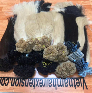 Extensions de cheveux vietnamiennes en vrac, ondulées, à pointe plate, en cheveux humains, blond platine, avec kératine, mèches Remy - Product Image 4
