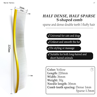 Peigne pour chien OEM Perfectionism, en aluminium courbé en forme de S, avec poignée robuste à six ailettes, efficace pour démêler les poils et les faire soigner