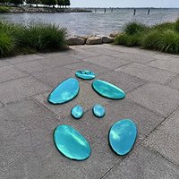 Offre Spéciale : Sculpture de galets irisés de luxe en acier inoxydable, revêtement miroir couleur, pour jardin biologique, parc, hôtel, taille personnalisée