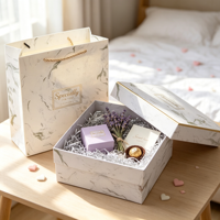 Boîte cadeau pliante en marbre de qualité supérieure avec fermeture magnétique et estampage doré, vide, pour la Saint-Valentin, la fête des femmes, les cadeaux et les faveurs de fête