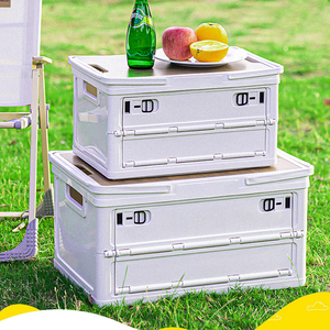 Boîte de coffre de voiture Portable boîte de rangement en plastique pliable Camping boîte pliante couverture en bois organisateur de stockage pour coffre de voiture - Product Image 6