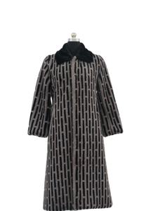 Plaid Faux Nerz Mantel mit <span class=keywords><strong>Fox</strong></span> Pelz kragen Luxus lange Mäntel für Frauen Jacke Frau Kleidung - Product Image 4