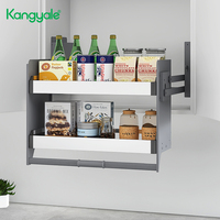 Kangyale Venda Quente 2024 Pull Down Kitchen Lift Basket Cesta De Elevador De Aço Inoxidável De Armazenamento De Armário Alto