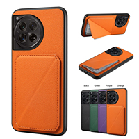 Étui de téléphone en cuir PU Denior à texture litchi, fente pour cartes dissimulée, portefeuille et support, compatible avec les séries OnePlus 13/12/11.