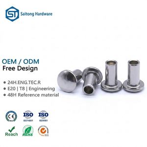 Rivets semi-tubulaires personnalisés en acier inoxydable de 4 mm, quincaillerie de fixation ISO, finition argentée brillante pour l'industrie des théières, des portes et des fenêtres - Product Image 1