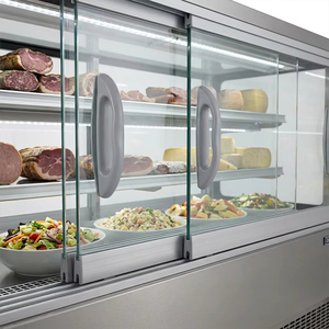 Vitrina Refrigerada Comercial Blanca Curva de Vidrio para Delicatessen, Mostrador Refrigerado con Estantes de Vidrio para Carnicería - Product Image 4