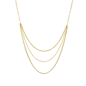 Conjunto de collares apilables de acero inoxidable con diseño de clip, delicadas cadenas de varias capas, joyería dorada para mujer. - Product Image 1