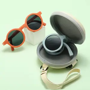 Nouvelles lunettes pliantes vintage pour enfants monture ronde lunettes de soleil bébé mode pour garçons et filles à voyager avec protection UV