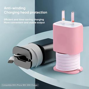 Yds Silicone sạc bảo vệ với dây bọc Tương thích với iPhone Silicone Power Adapter trường hợp Snapback sạc Winder - Product Image 4