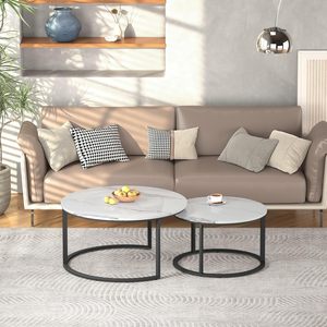 Mesa de Centro Redonda de Mármol de Estilo Nórdico Moderno, Mesas Nido Doradas, Certificación UNE-EN 12520, Muebles de Comedor de Lujo - Product Image 6
