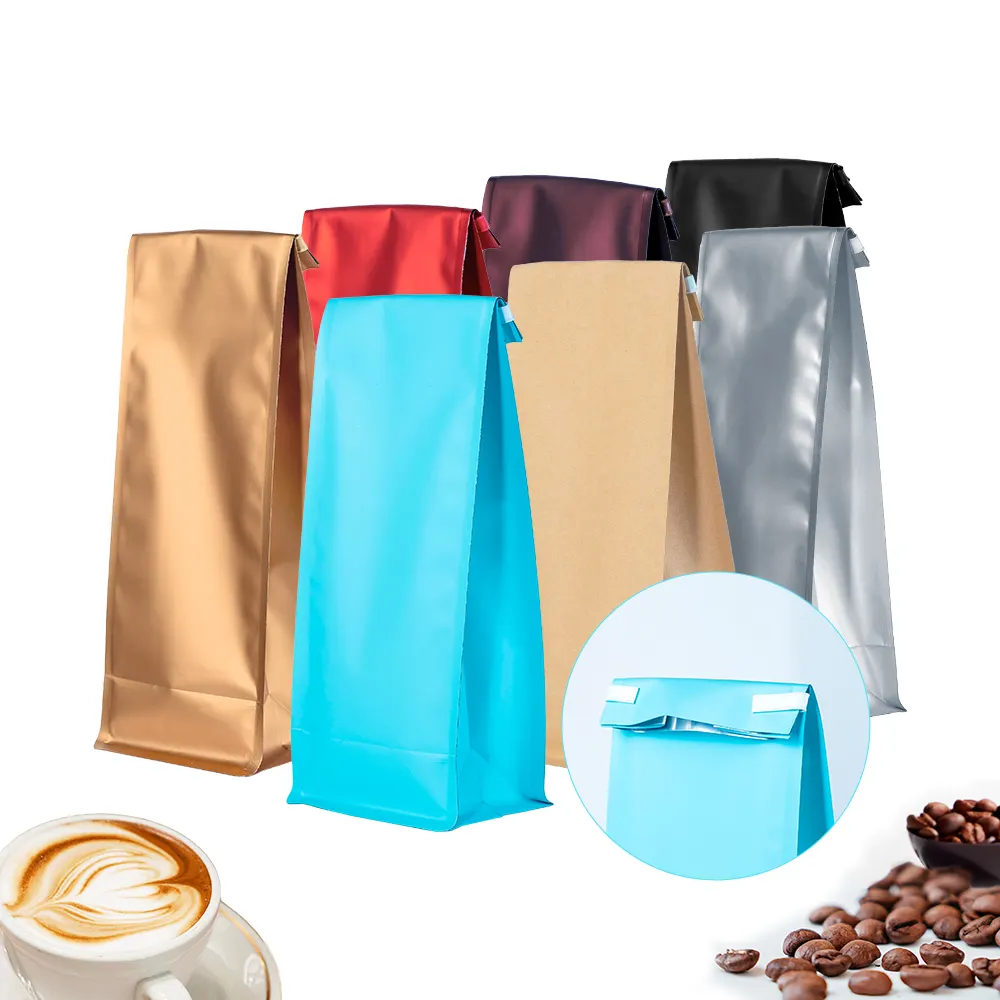 Bolsa Tin Tie Verpakking Aluminiumfolie 250G 500G 1Lb Ventiel Zakjes Recyclebaar Custom Print Bonen Koffie Zakken