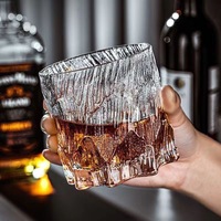 Verre à whisky de qualité supérieure, verre à vin domestique, verre à large ouverture à motif glacier, verre à gin octogonal