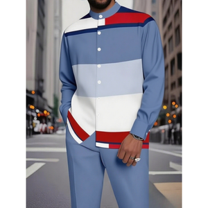 Camisa Chaqueta de Manga Larga con Cuello Alto, Estilo Étnico, Impresión 3D, Casual y Moderna para <span class=keywords><strong>Hombre</strong></span>, Estilo Europeo Americano, Nueva Colección 2026 - Product Image 1