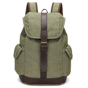 Poivre <span class=keywords><strong>sel</strong></span> toile peau de vache cordon sac à bandoulière décontracté sac à dos pour ordinateur portable voyage en plein air sacs à dos pour hommes - Product Image 1