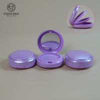 Boîte à poudre compacte vide à double couche de 25g en plastique avec miroir et applicateur de poudre, emballage cosmétique
